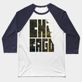 Chicago, USA City Map Typography - Gold Art Deco Baseball T-Shirt